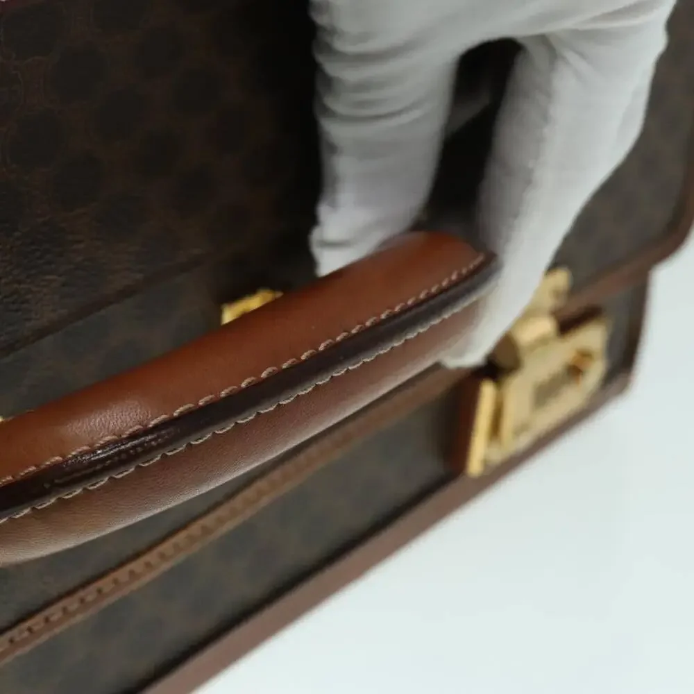 CELINE Macadam Canvas Trunk Pvc Leather Gold Brown